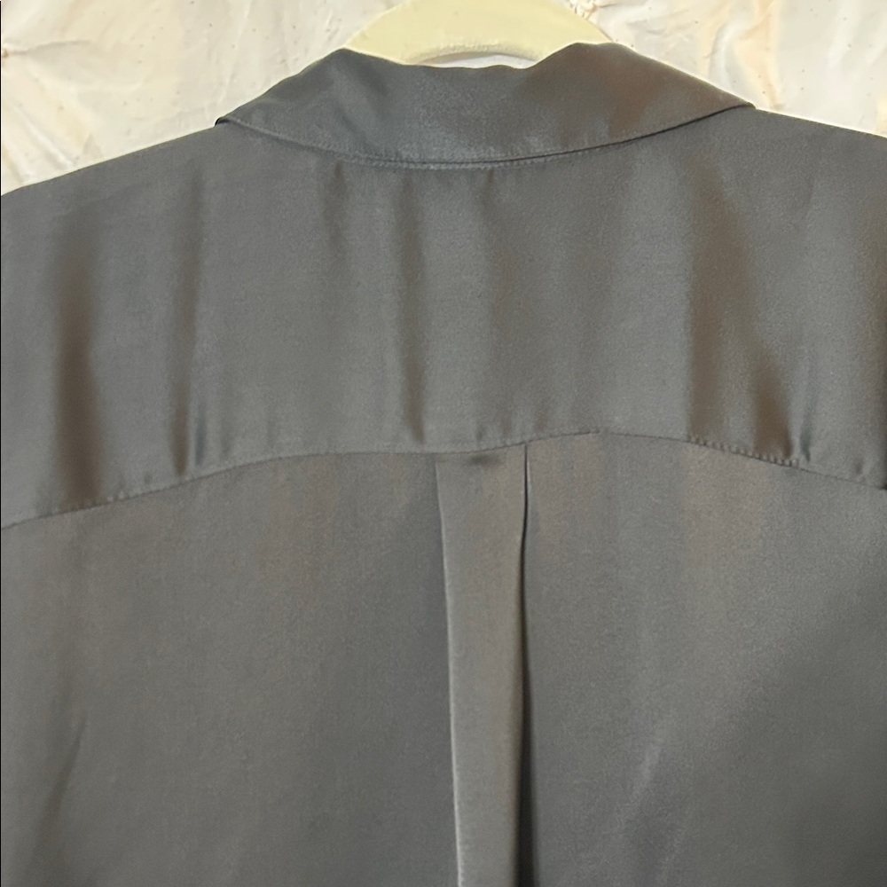 LOFT Women’s Elegant Black Button Down Silk Blouse - Picture 6 of 8